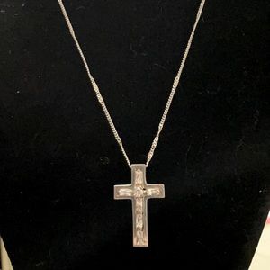 Silver & CZ Cross Necklace